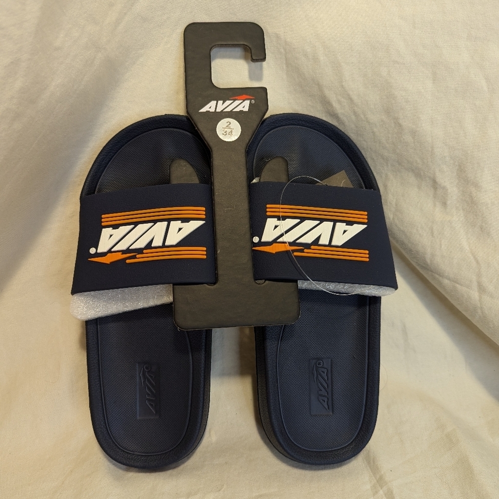 Avia Kids Primary Sandals Slides Rubber with Logo Navy